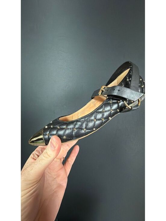 Valentino Shoes - Valentino Black Gold Quilted Size 38